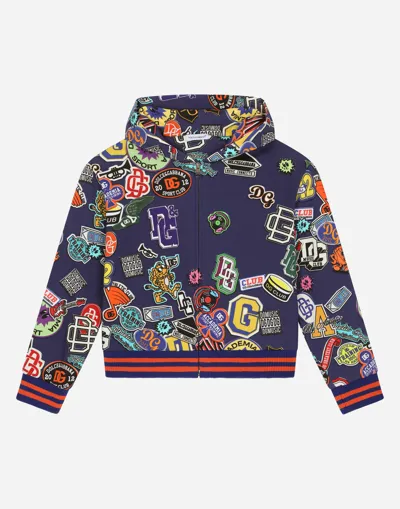 Dolce & Gabbana Zip-up Hoodie With Stickers Print