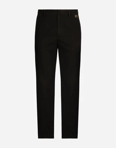 Dolce & Gabbana Coin Detail Cotton Gabardine Pants