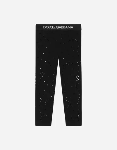 Dolce & Gabbana Interlock Leggings With Fusible Rhinestones