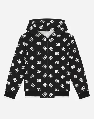 Dolce & Gabbana Kids' Kapuzenjacke Mit Logo-print In Black