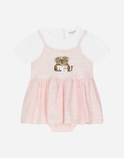 Dolce & Gabbana Babies' Short-sleeved Dress With All-over Logo-print