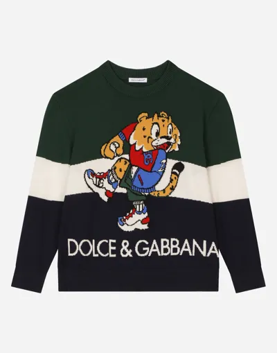 Dolce & Gabbana Wool Jacquard Sweater With Mascot Design