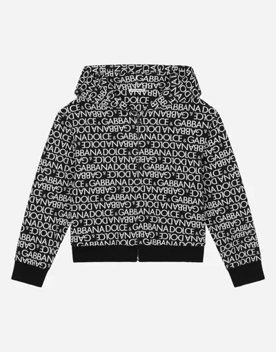 Dolce & Gabbana Zip-up Hoodie With All-over Logo Print