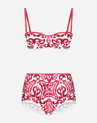 Dolce & Gabbana Majolica Print Balconette Bikini Top And Bottoms