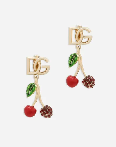 Dolce & Gabbana Earrings With Dg Logo And Cherries