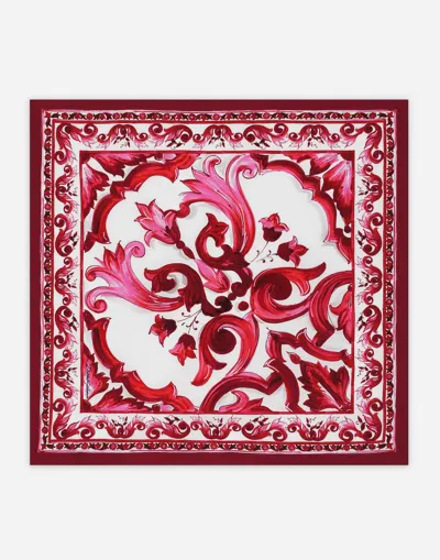 Dolce & Gabbana Majolica-print Twill Scarf (50 X 50) In Red