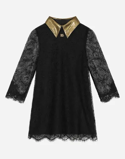 Dolce & Gabbana Kids' Long-sleeved Lace Dress