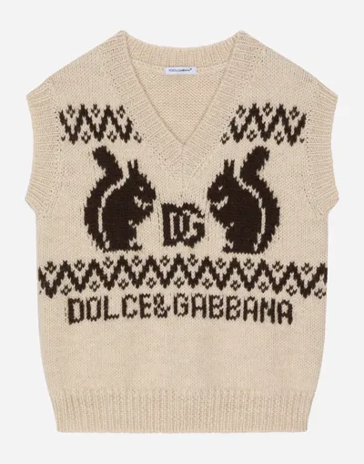 Dolce & Gabbana Wool Knit Vest With Intarsia