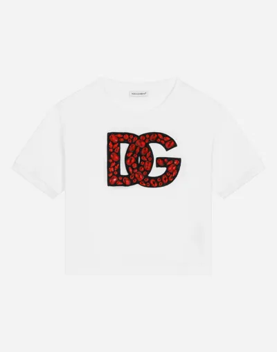 Dolce & Gabbana Short-sleeved Jersey T-shirt With Dg Logo