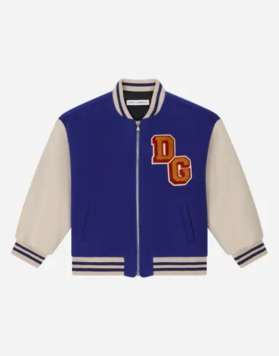 Dolce & Gabbana Baize Bomber Jacket With Dg Mascot Patch