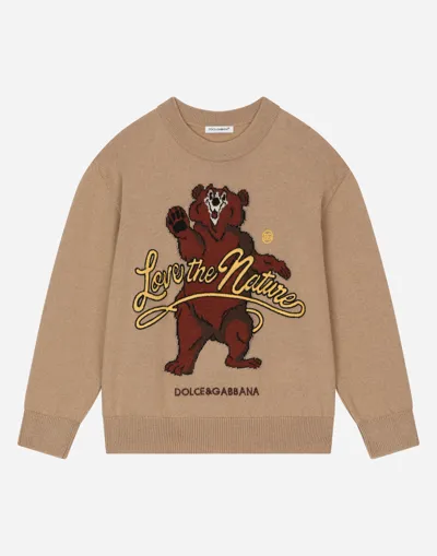 Dolce & Gabbana Wool Jacquard Sweater With Intarsia And Embroidery