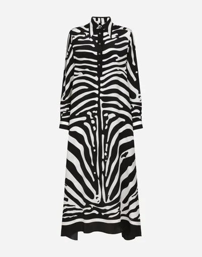 Dolce & Gabbana Zebra-print Crepe De Chine Caftan