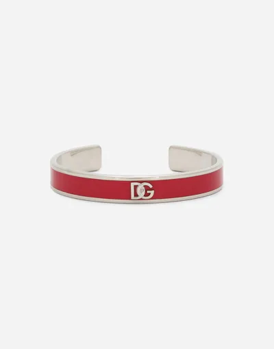 Dolce & Gabbana Rigid Enameled Bracelet With Dg Logo In Red