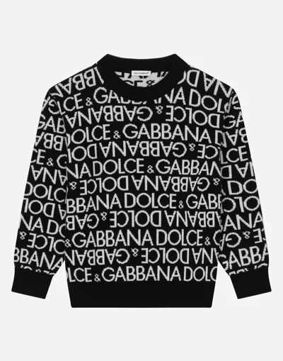 Dolce & Gabbana Round-neck Sweater With All-over Jacquard Logo