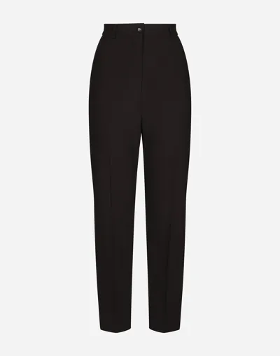 Dolce & Gabbana Wool Pants With Duchesse Tuxedo Band In Nero