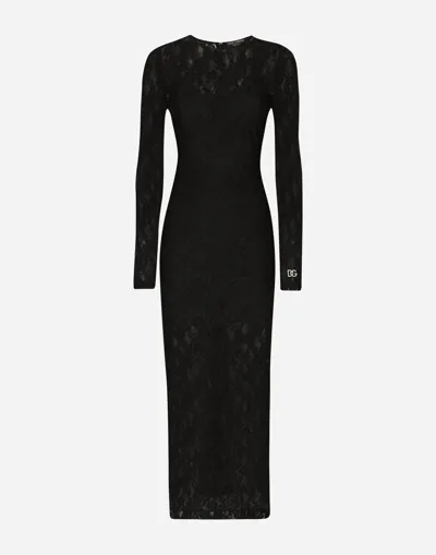 Dolce & Gabbana Long Lace Dress In Black