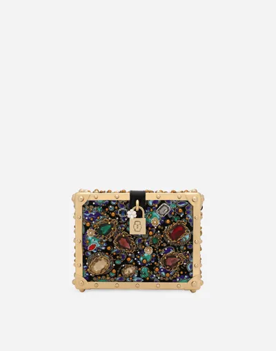 Dolce & Gabbana Jacquard Dolce Box Bag With Embroidery In Black