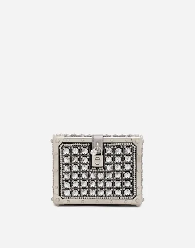 Dolce & Gabbana Jacquard Dolce Box Bag With Embroidery In Black