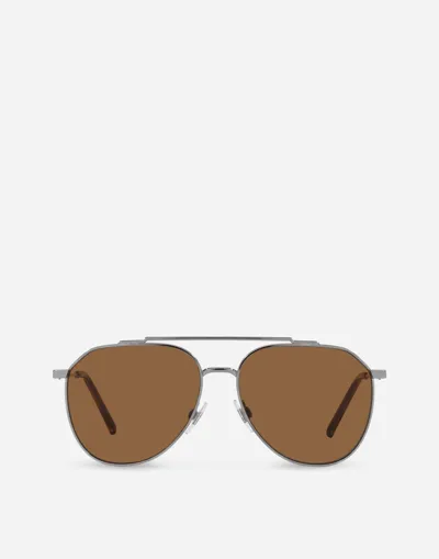 Dolce & Gabbana Pilot-frame Tinted Sunglasses In Brown