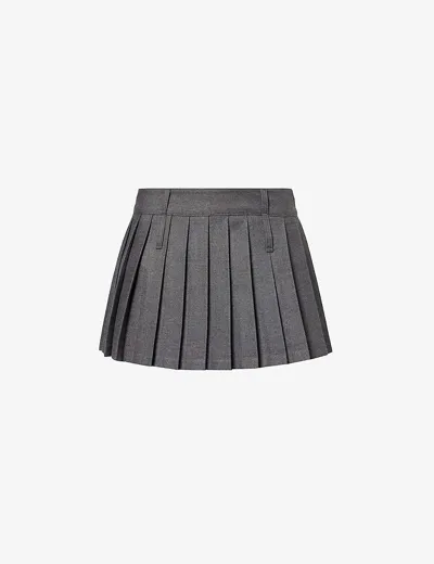 The Frankie Shop Blake Pleated Wool Blend Mini Skirt In Grey