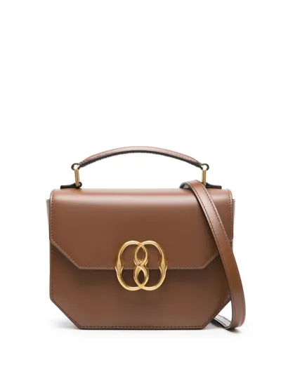 Bally Emblem Folio Leather Mini Bag In Brown