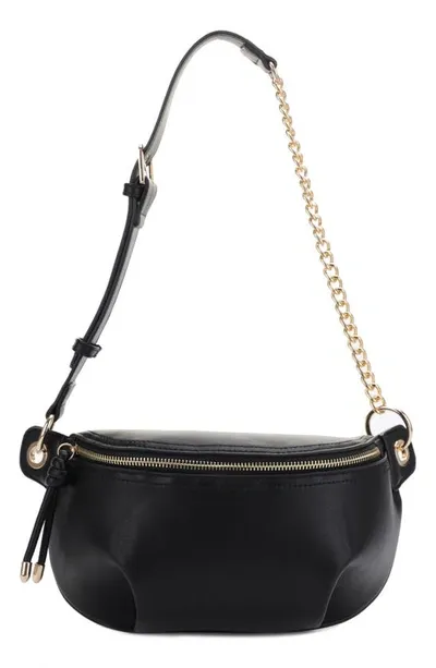 Mali + Lili Evelyn Vegan Leather Belt Bag In Black