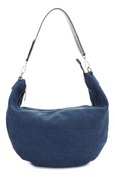 Mali + Lili Megan Denim Hobo Sling Bag In Blue