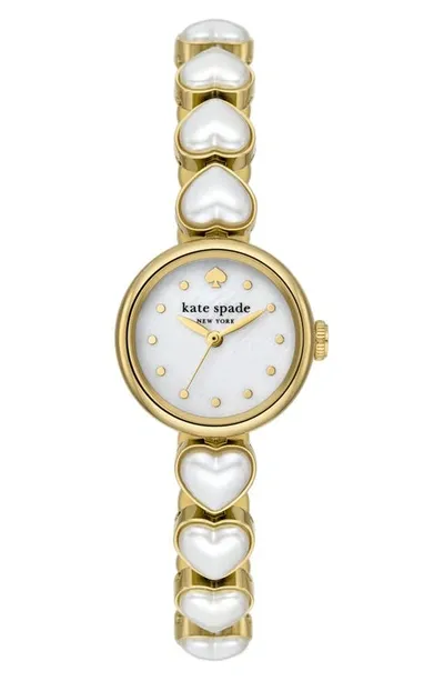 Kate Spade New York Monroe Imitation Pearl Heart Bracelet Watch, 24mm In Gold