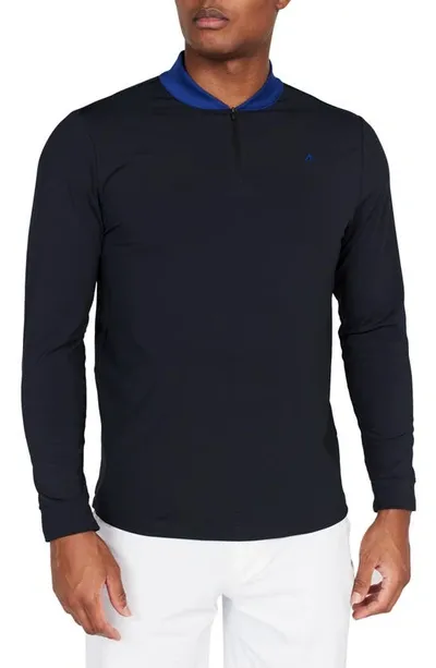 Redvanly Briar Contrast Collar Quarter Zip Pullover In Tuxedo