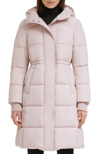 Kenneth Cole New York Memory 3/4 Length Puffer Jacket In Rose Dust