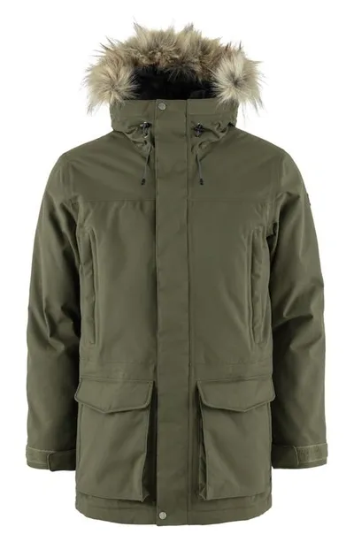 Fjall Raven Nuuk Lite Waterproof Parka With Faux Fur Trim In Laurel Green