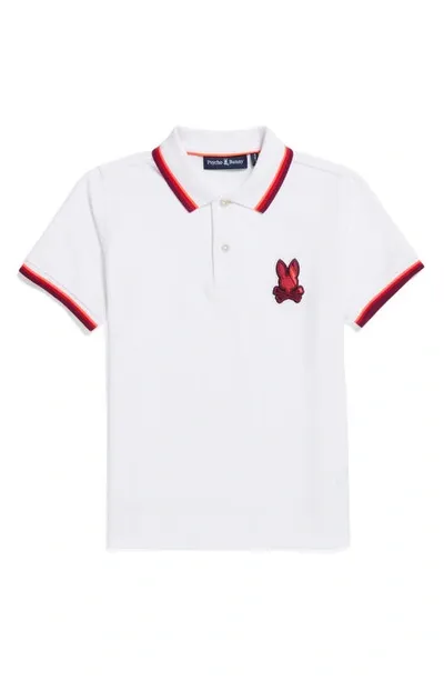 Psycho Bunny Kids' Apple Valley Tipped Piqué Polo In White