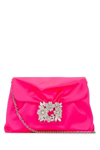 Roger Vivier Bouquet Strass Draped Clutch In Violet