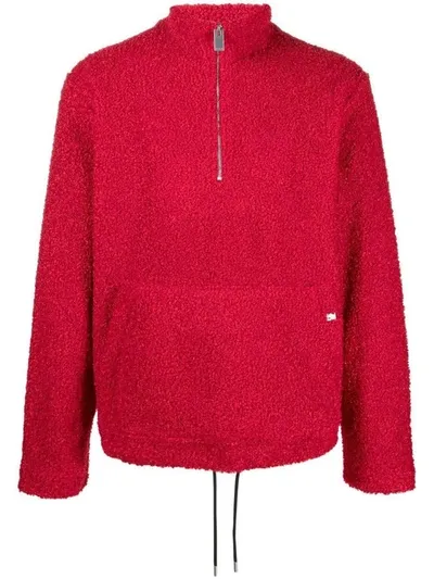 Alyx Bouclé Half-zip Sweatshirt In Red