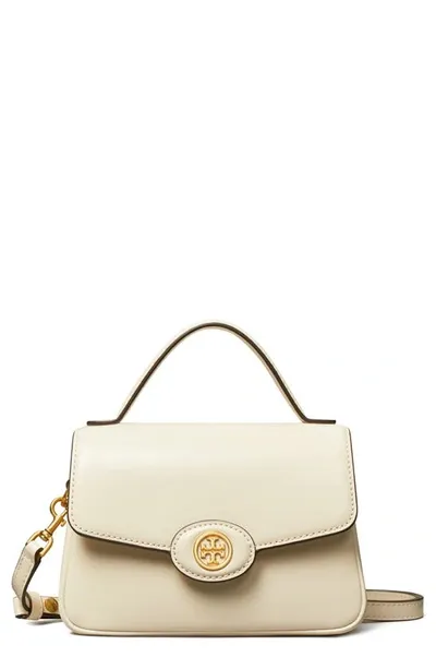 Tory Burch Small Robinson Leather Top Handle Bag In Shea Butter