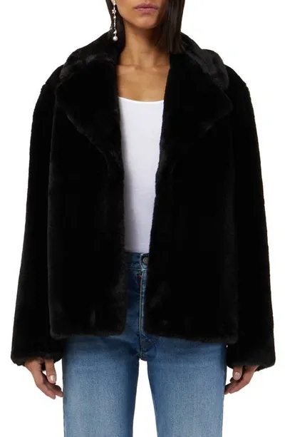 Apparis Milly Faux Fur Short Coat In Noir