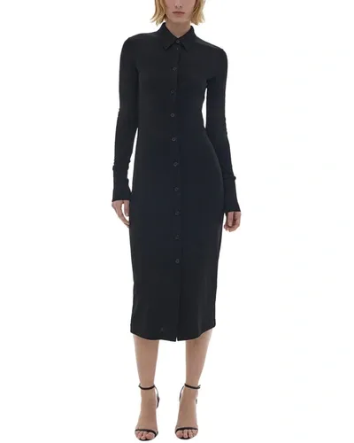 Helmut Lang Viscose Button-front Shirtdress In Black