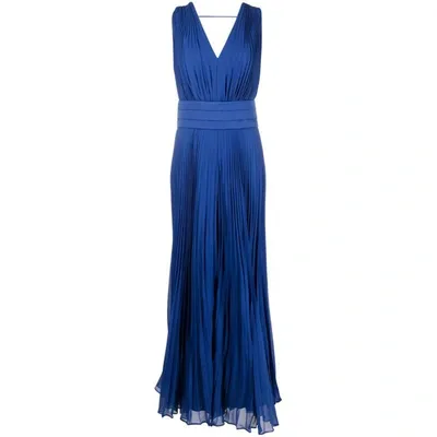 Max Mara Elegante Womens Cornflower Blue Gennaro Pleated Wide-leg Crepe Jumpsuit