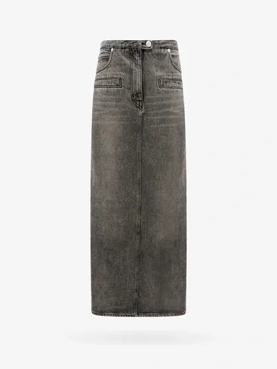 Courrèges Grey Denim Long Skirt In Gray