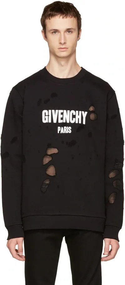 Givenchy Black Distressed Logo Sweatshirt