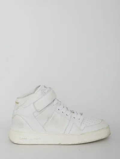 Saint Laurent Lax Sneakers In Washed-out Effect Leather In White