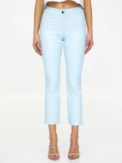 Arma Light-blue Leather Pants In Celeste