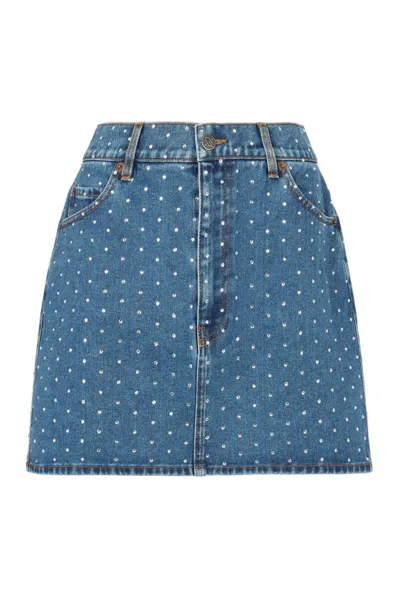 Giuseppe Di Morabito Embellished Denim Mini Skirt In Blue