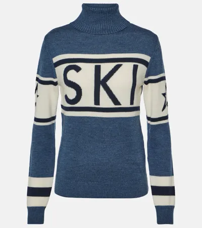 Perfect Moment Schild Intarsia Knit Sweater In Dark Denim