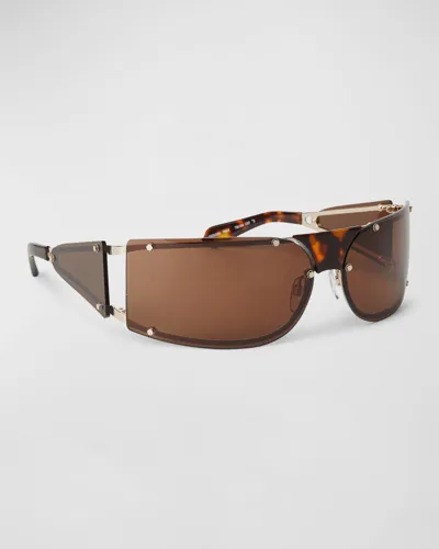 Off-white Men's Kenema Rimless Wrap Sunglasses In Gold