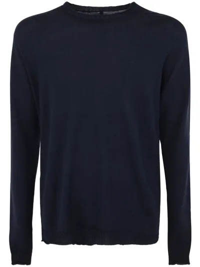 Md75 Wool Basic Crew Neck Sweater In Blue