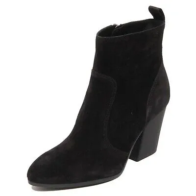 Pre-owned Hogan H2130 Tronchetto Donna  H577 Woman Suede Ankle Boots Black