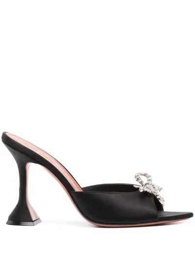 Amina Muaddi Black Rosie 95 Crystal Slingback Mules