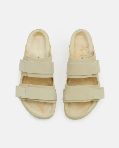 Birkenstock Uji Suede And Leather Slippers In Neutrals