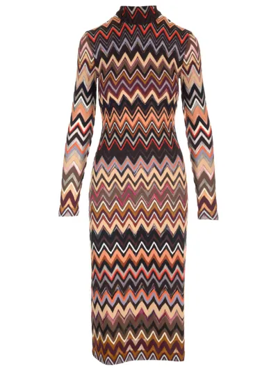 Missoni Turtle Nck Ls Black Zig Zag Print